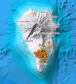 Los sismos registrados desde la medianoche en La Palma caen a nueve