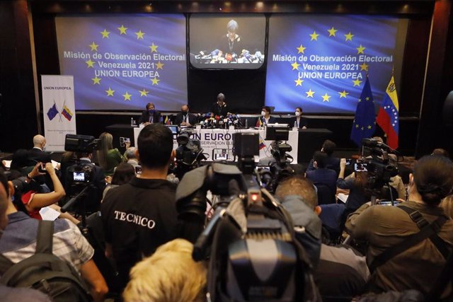 Rueda de prensa de la jefa de la Misión de Observación Electoral de Ia UE en Venezuela, Isabel Santos