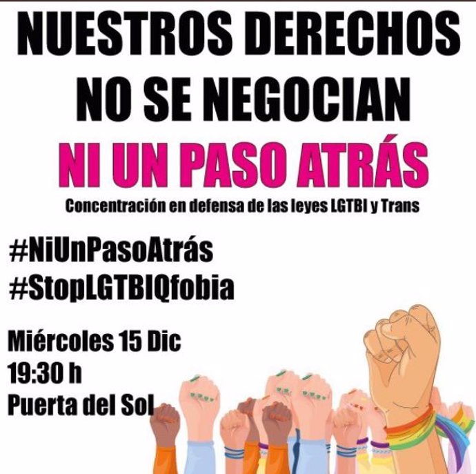 COGAM convoca una concentración para el 15 de diciembre en la Puerta del Sol en contra de la Ley de Igualdad de Vox