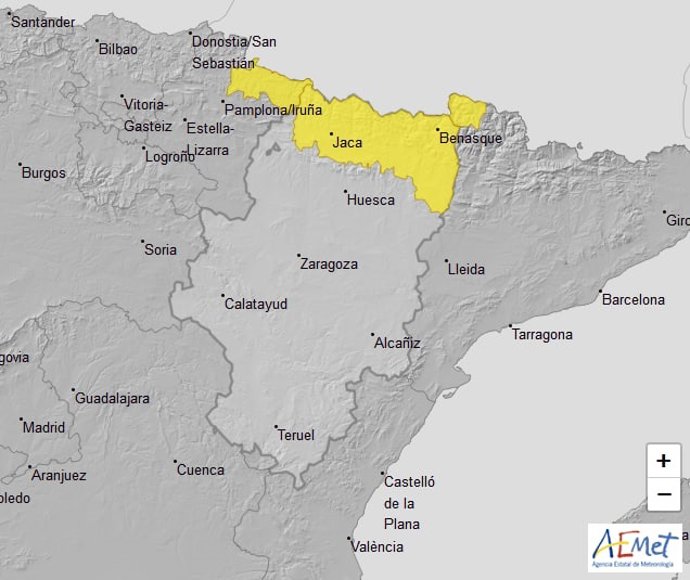 Aviso amarillo por aludes en el Pirineo oscense