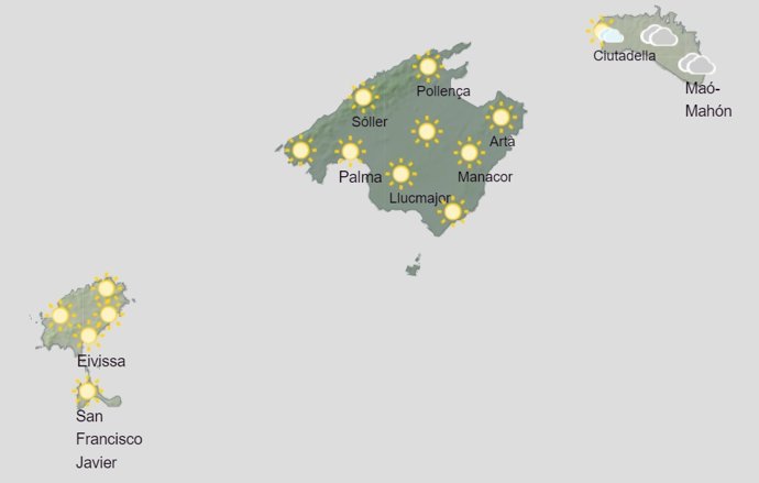 Predicción meterológica para hoy lunes, 6 de diciembre, en Baleares.
