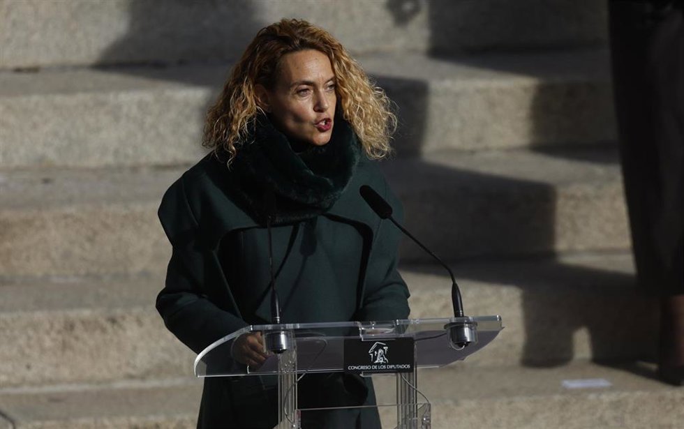 La presidenta del Congreso, Meritxell Batet, ofrece el discurso del acto institucional por el Día de la Constitución en el Congreso de los Diputados, a 6 de diciembre de 2021, en Madrid (España). El Congreso celebra este lunes el 43 aniversario de la C