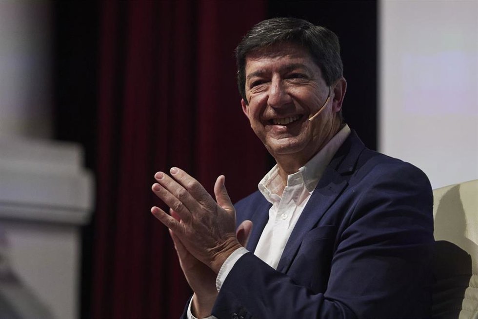 El vicepresidente de la Junta de Andalucía, Juan Marín, durante los desayunos informativos de Europa Press Andalucia en la Fundación Cajasol, a 4 de diciembre de 2021 en Sevilla (Andalucía, España)