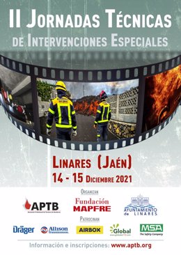 Cartel de las II Jornadas Técnicas de Intervenciones Especiales que se celebrarán en Linares (Jaén).