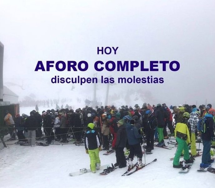 Imagen de la web de Valdezcaray, en la que se avisaba del aforo completo en la estación de esquí riojana