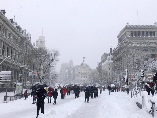 Imagen de Madrid cubierta de nieve por Filomena