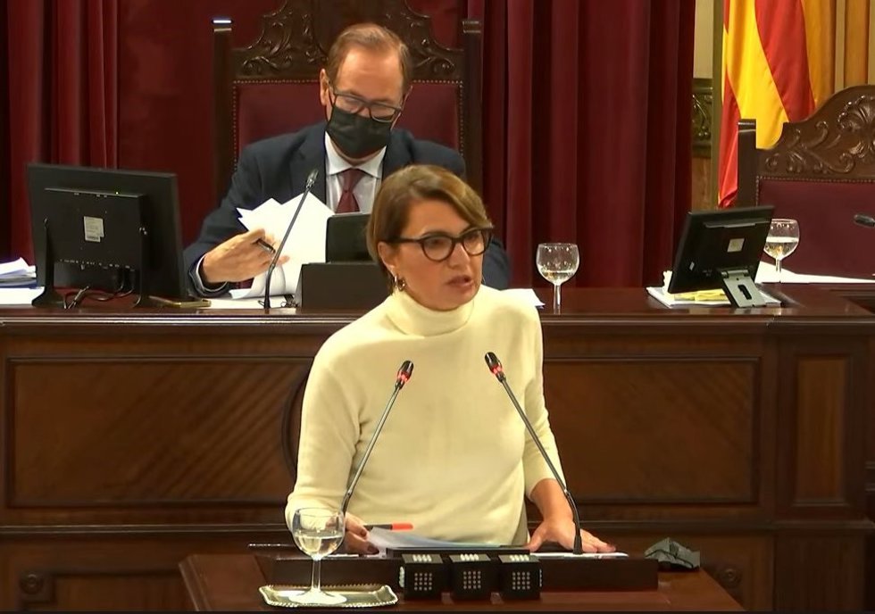 La diputada del PP Marga Durán durante su intervención en el pleno.