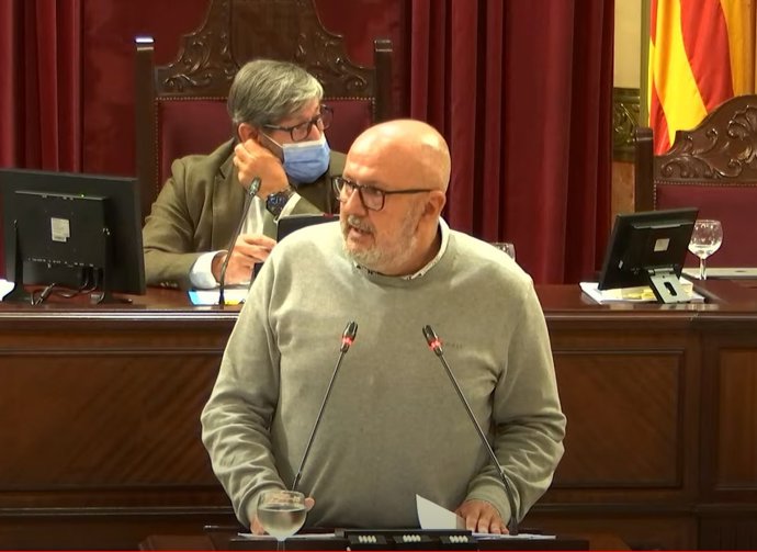 El diputado de MÉS per Mallorca Miquel Ensenyat durante la defensa de la PNL.