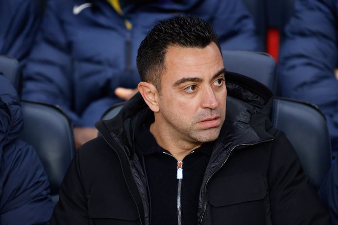 Xavi Hernandez coach of FC Barcelona looks on during the La Liga match between FC Barcelona and Betis at Camp Nou Stadium on December 04, 2021 in Barcelona.