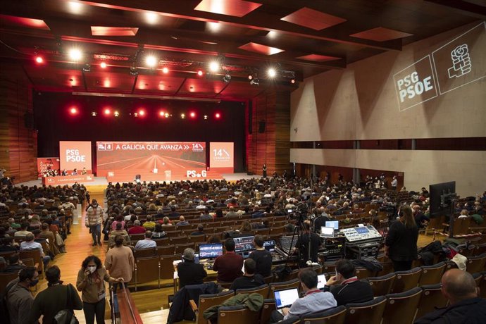 Vista general del 14 Congreso del PSdeG, en el Palacio de Congresos y Exposiciones de Galicia, a 7 de diciembre de 2021, en Santiago de Compostela, A Coruña (Galicia). Este evento es el máximo órgano de decisión del PSdeG y en esta ocasión tiene como l