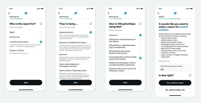 Nuevo sistema de reportar de Twitter.
