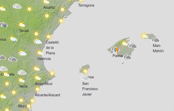 Tiempo para hoy en Baleares.
