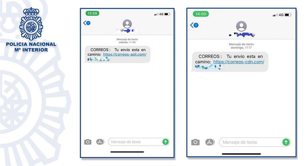 Archivo - Imagen del ciberataque mediante 'smishing' que suplanta a Correos