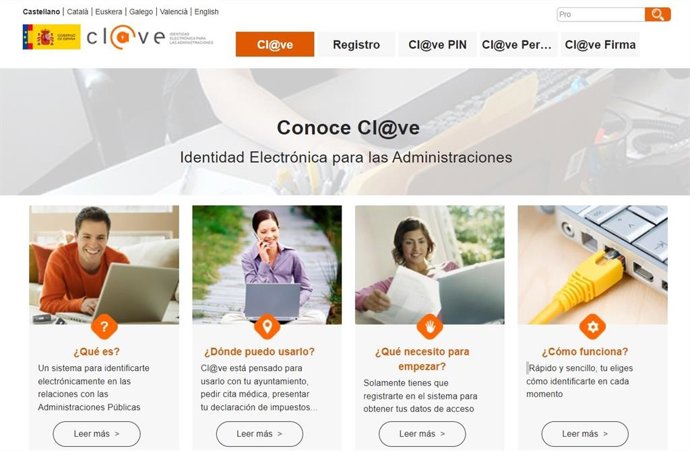Archivo - Sitio web del sistena 'Cl@ve'