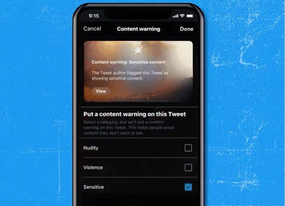 Alertas de contenido sensible en Twitter.