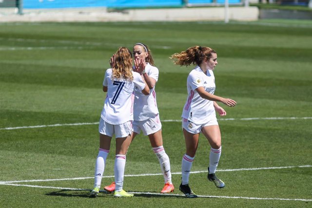Archivo - Kosovare Asllani of Real Madrid celebrates a goal during the Primera Iberdrola women football match between Real Madrid Femenino and Real Betis Balompi Femenino at Ciudad Real Madrid on April 18, 2021 in Madrid, Spain.