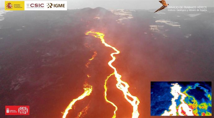 Imágenes de las coladas del volcán de La Palma