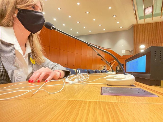 La consellera de Acción Exterior de la Generalitat, Victria Alsina, durante su viaje de trabajo a Nueva York.