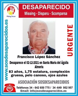Cartel alertando de la desaparición de Francisco López Sánchez