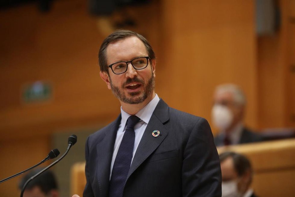 El portavoz del PP en el Senado, Javier Maroto, en el debate de los Presupuestos Generales del Estado (PGE) en el Senado, a 9 de diciembre de 2021, en Madrid (España). El proyecto de PGE para 2022 se somete a su primer examen en la Cámara Alta con el de