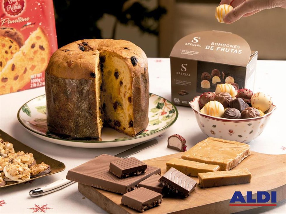 ALDI cuenta con un amplio surtido de dulces para esta Navidad: desde más de 20 tipos de turrones a sus famosos panettones italianos, sin olvidar sus deliciosos roscones de Reyes