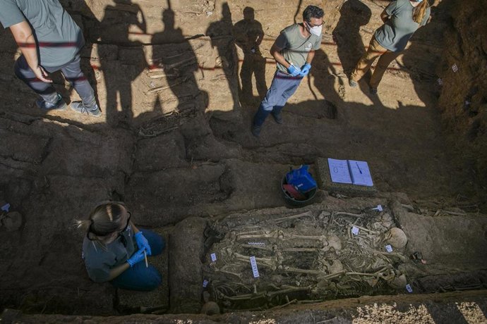 Archivo - Imagen de archivo de excavaciones en una fosa común de Sevilla