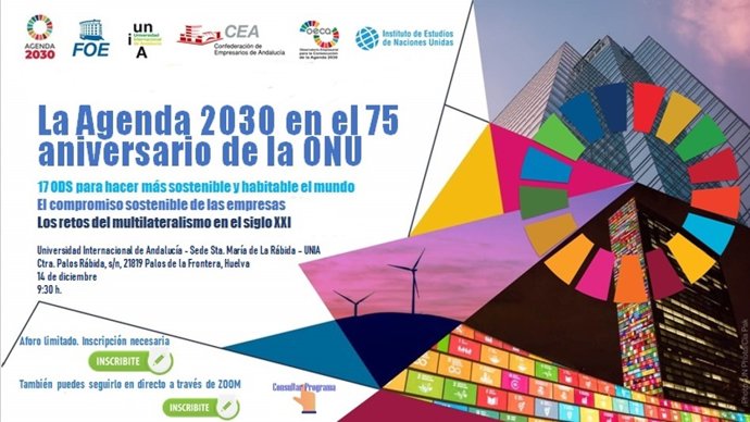 Cartel sobre el evento de la UNIA de La Agenda 2030.