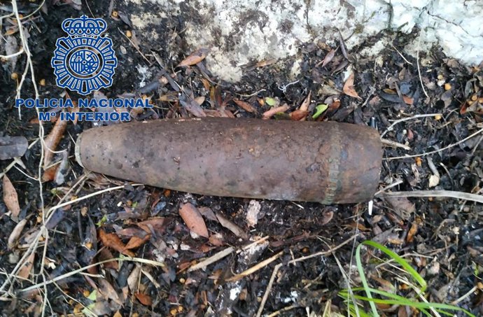 Proyectil hallado cerca del torrente de San Magín.