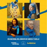 Foto: Merck pone a 'La Mona Lisa' o a Van Gogh una bufanda azul para visibilizar el cáncer de cabeza y cuello