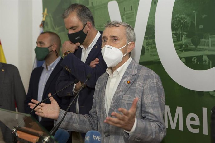 Archivo - El presidente de Vox Melilla, José Miguel Tasende, en una imagen de archivo durante un mitin en la nueva sede del partido en Melilla