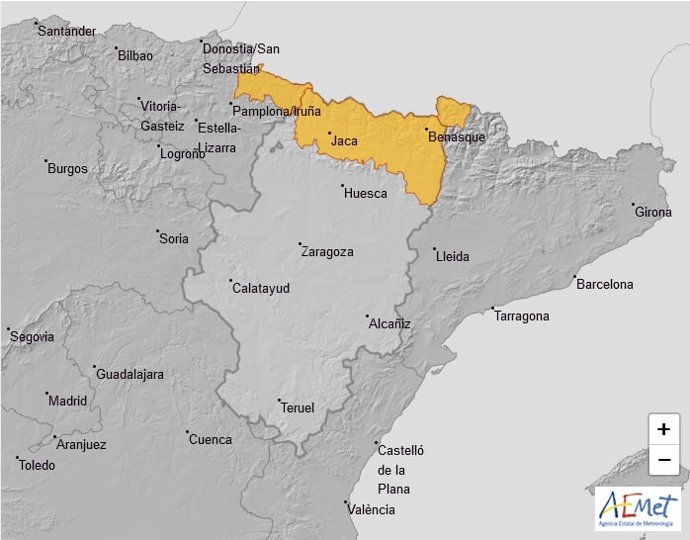 La AEMET amplia el aviso naranja por riesgo de aludes en el Pirineo oscense hasta este viernes.