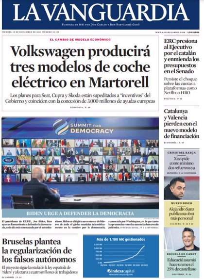 Las portadas de los periódicos del viernes 10 de diciembre