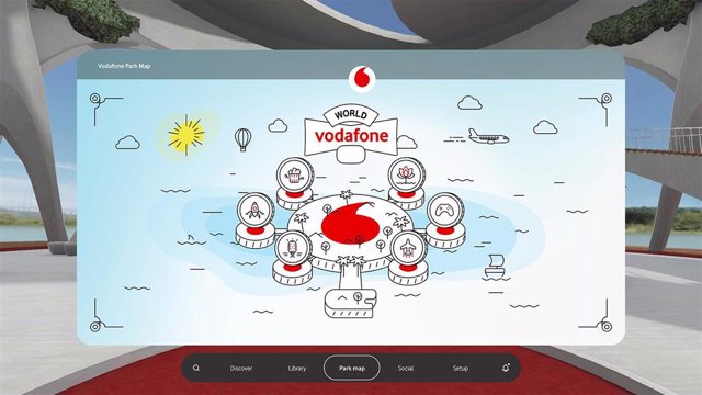 Imagen de la página inicial del metaverso de Vodafone, 'Vodafone 5G Reality', que será la primera plataforma abierta de este tipo de universo desarrollada en España y que ha sido presentada este viernes, 10 de noviembre.