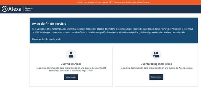 La página web de mediciones Alexa