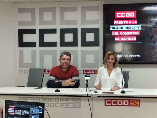 El secretario de organización de la Federacón de Servicios de CCOO Aragón, Gerardo Montori, y la secretaria general de la  CCOO Servicios Aragón, Marta Laiglesia.