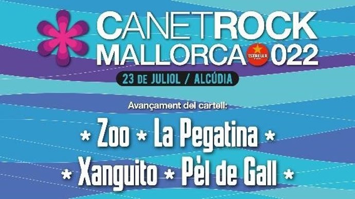 Cartel con los primeros artistas anunciados para la primera edición del Canet Rock de Mallorca.