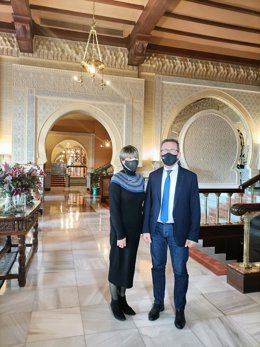 El delegado de Turismo de la Junta en Granada, Gustavo Rodríguez, visita el Alhambra Palace.