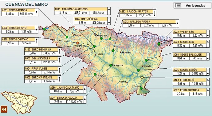 Mapa de la situación de la cuenca del Ebro.