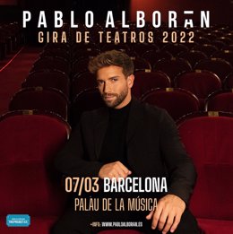 Cartell del concert del cantant malagueny Pablo Alborán al Palau de la Música de Barcelona