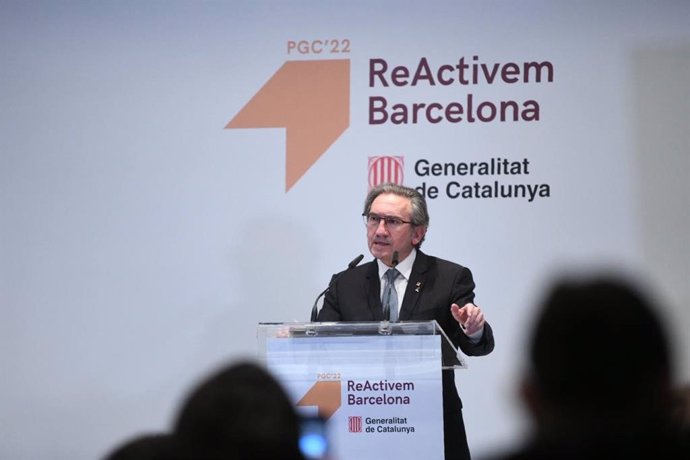 El conseller de Economía y Hacienda, Jaume Giró, durante la comparecencia en Terrassa