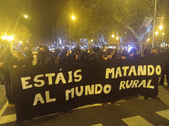 Cabeza de la manifestación en defensa del mundo rural