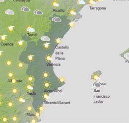 Previsión de la AEMET para la Comunitat Valenciana