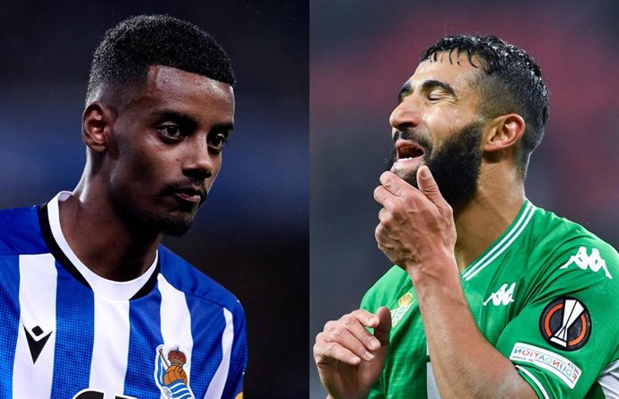 Archivo - Aleksander Isak y Nabil Fekir, jugadores de la Real Sociedad y el Real Betis