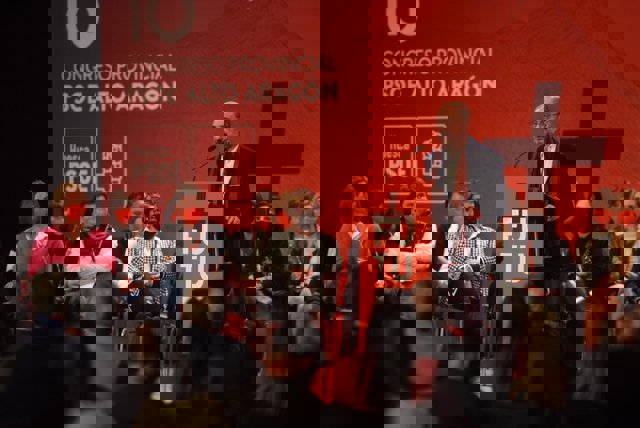 El presidente del Gobierno de Aragón, Javier Lambán, en el Congreso del PSOE Alto Aragón este sábado, 11 de diciembre.