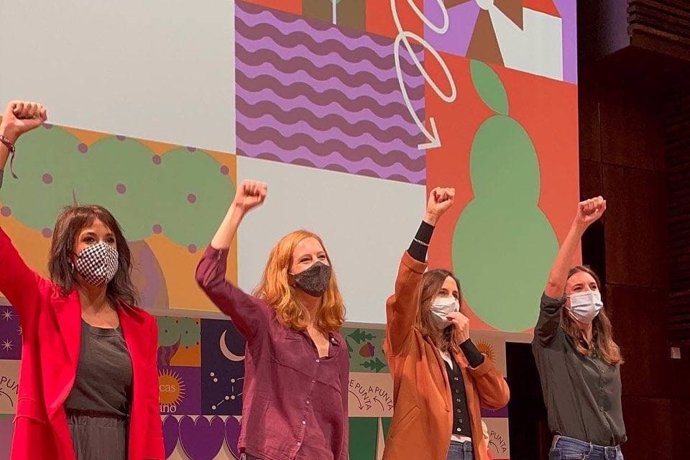 Martina Velarde, coordinadora de Podemos Andalucía; Lilith Verstrynge, secretaria de Organización de Podemos; Ione Belarra, secretaria general de Podemos y ministra de Derechos Sociales, e Irene Montero, ministra de Igualdad