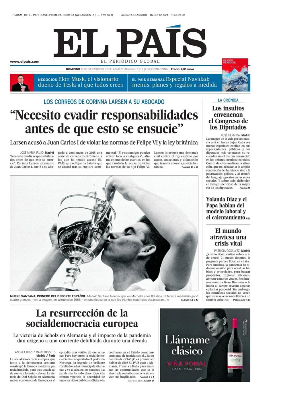 Portada de El País.