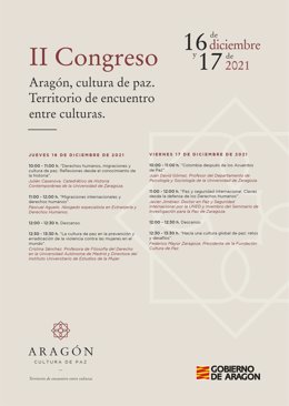 El II Congreso 'Aragón, cultura de paz' analiza los derechos humanos en las migraciones los días 16 y 17 de diciembre.