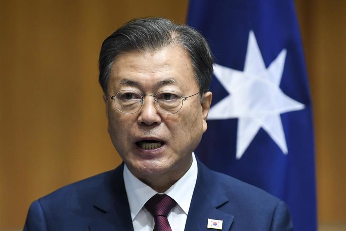 El presidente de Corea del Sur, Moon Jae In, durante una visita a Canberra, en Australia