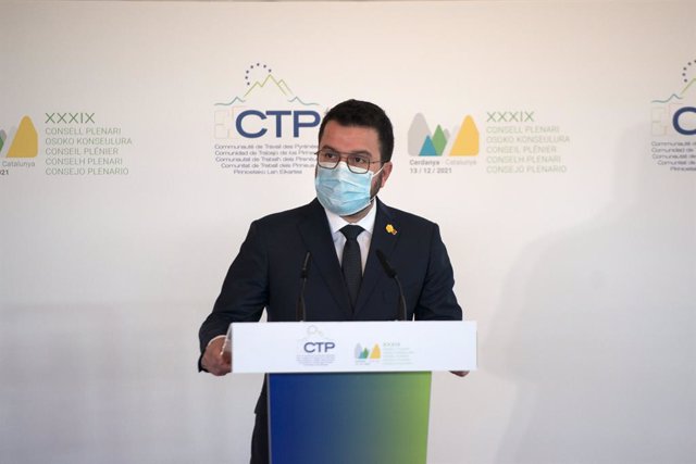 El president de la Generalitat, Pere Aragonès, en el 39è Consell Plenari de la CTP