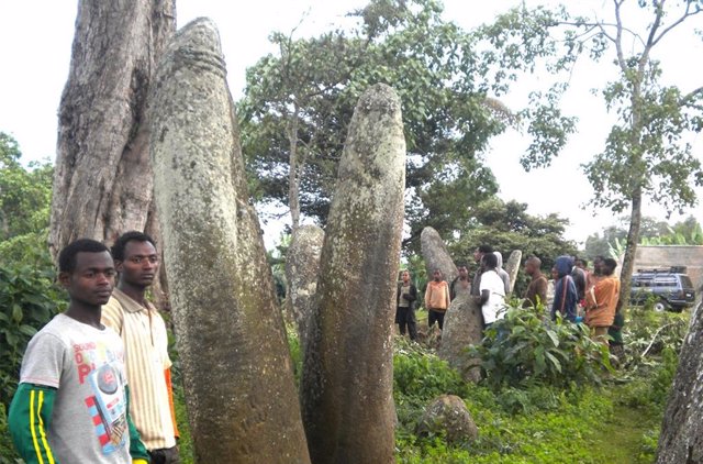 Sakaro Sodo fotografiado en 2014. Considerado como Patrimonio de la Humanidad por la UNESCO, Sakaro Sodo y otros sitios arqueológicos en la zona de Gedeo tienen el mayor número y la mayor concentración de monumentos de estelas megalíticas en África